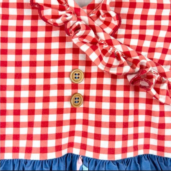 ELEANOR ROSE Circus Parade Miley Dress, Red Gingham with Circus Print Skirt, 5/6 - Picture 4 of 10